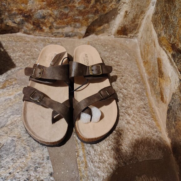 Arizona Fairhaven Womens Adjustable Strap Footbed Sandals Size 8 M Brown NIB NWT - Picture 3 of 11